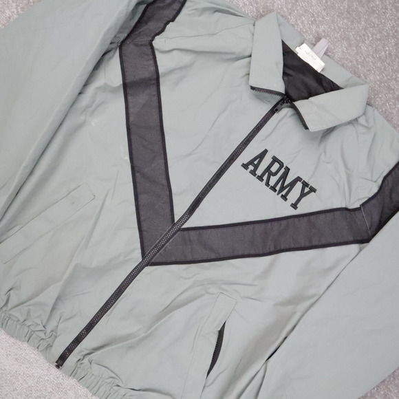 Vintage US Army Physical Fitness Regular Large Gray Long Sleeve Zip Jacket - Picture 12 of 14